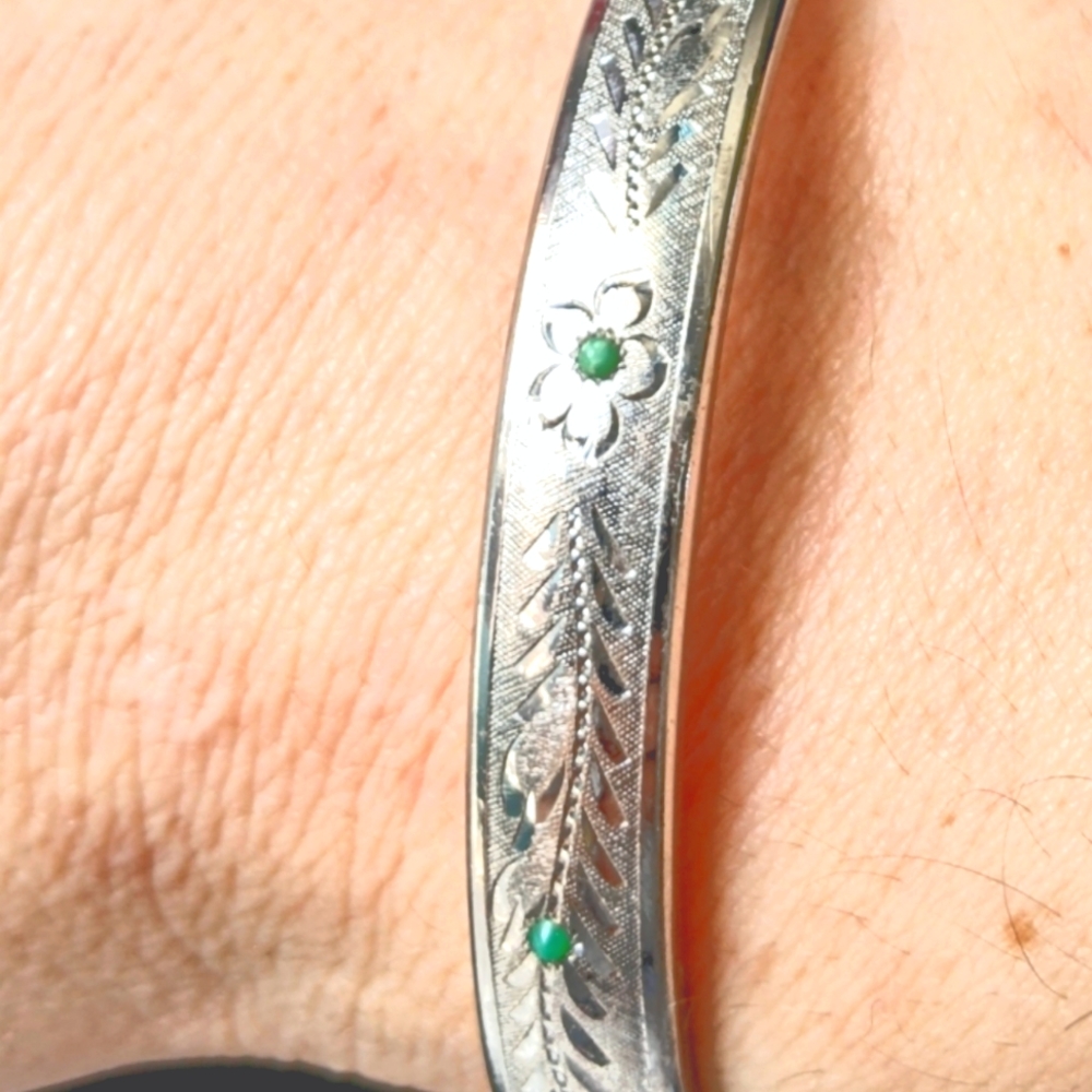 Sterling Silver Turquoise Bangle -Marked - image 1